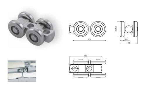 SPEED C - závěsná čtyřkolečková kladka